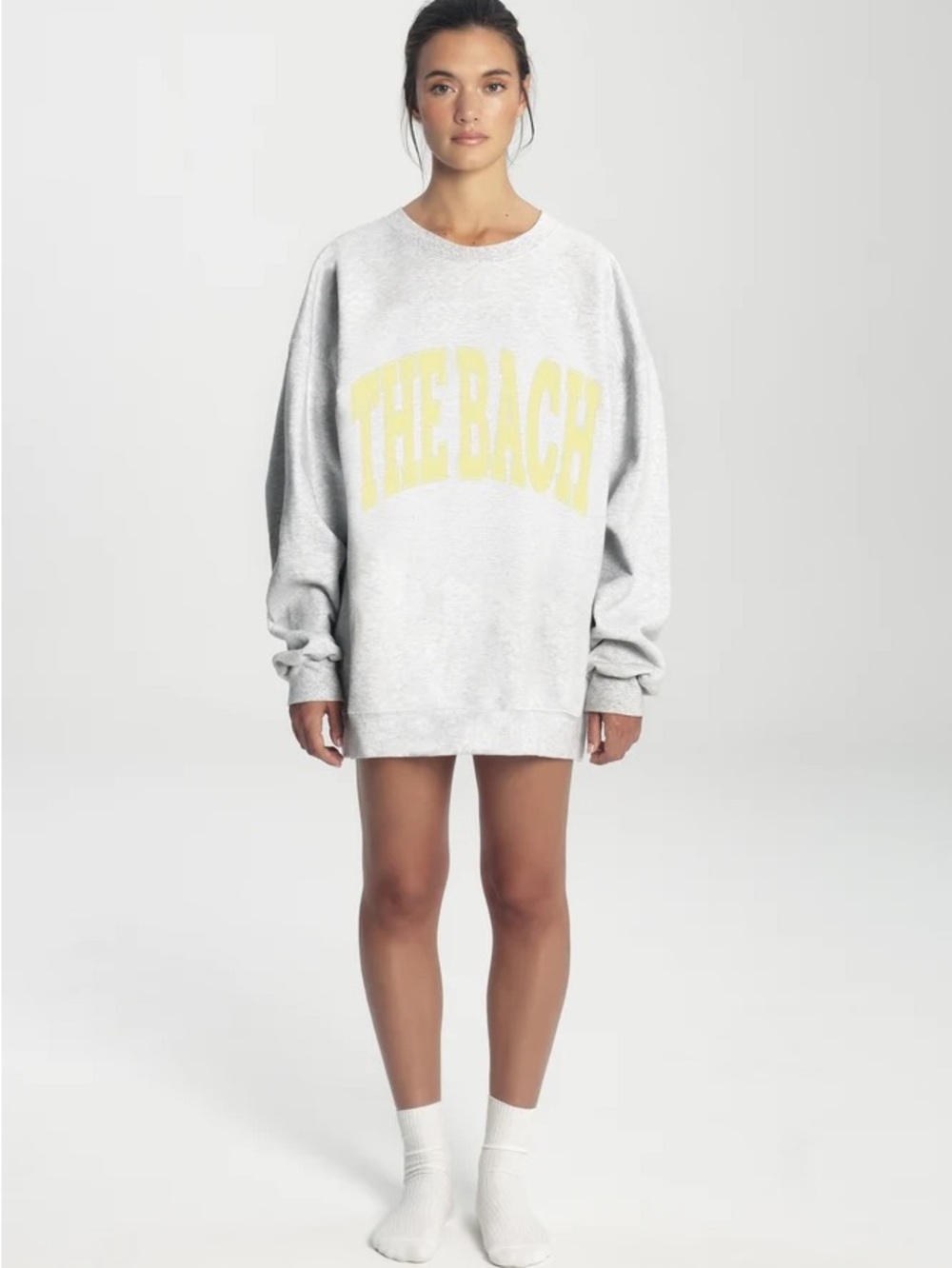 The Bar “The Bach” Light Gray Oversized Sweatshirt Yellow 'THE BACH'